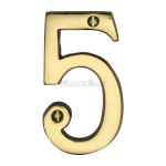 M Marcus Heritage Brass Numeral 5 - Face Fix 76mm Traditional font